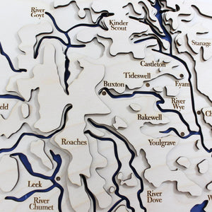 3D Peak District Map - Wooden Topographical Map