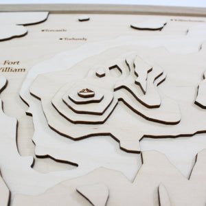 3D Ben Nevis Map Art - Wooden Topographical Map