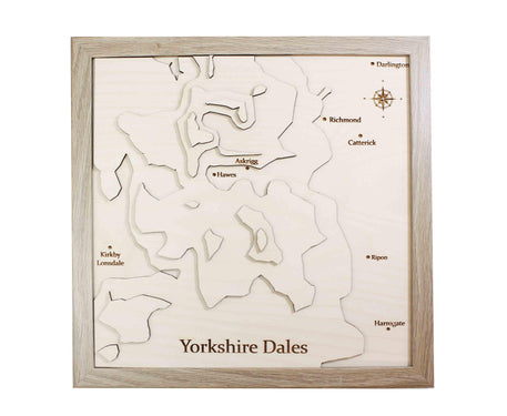 3D Yorkshire Dales Map Art - Wooden Topographical Map