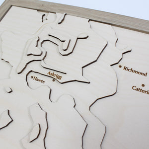 3D Yorkshire Dales Map Art - Wooden Topographical Map