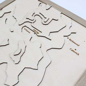 3D Yorkshire Dales Map Art - Wooden Topographical Map