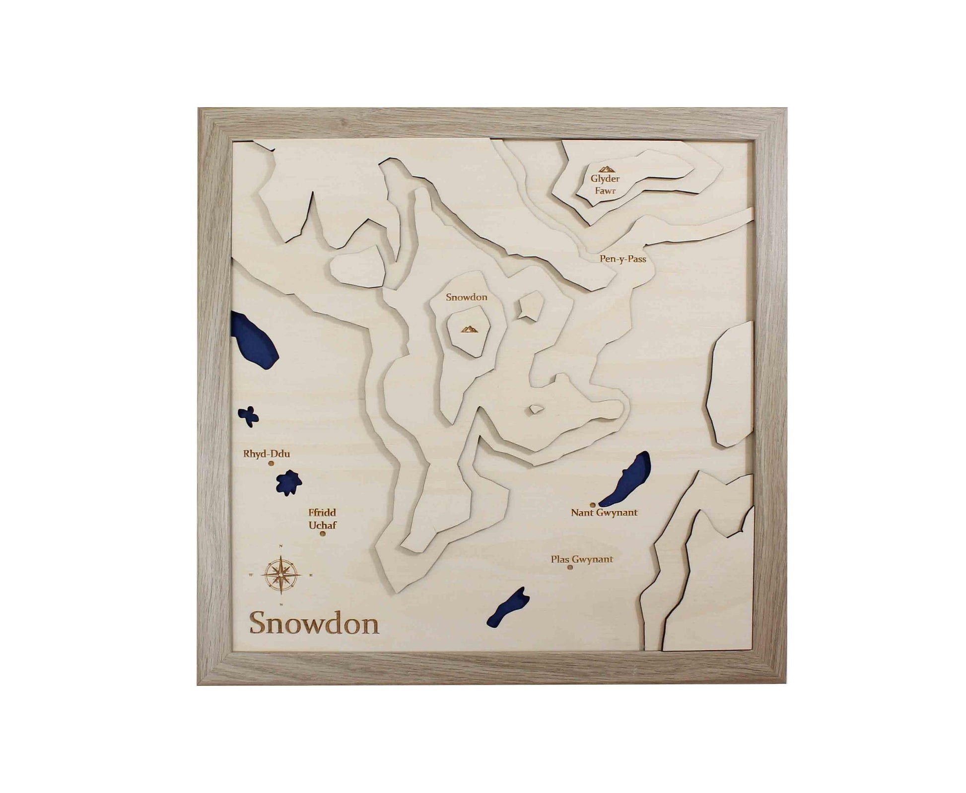 3D Mount Snowdon Map Art - Wooden Topographical Map