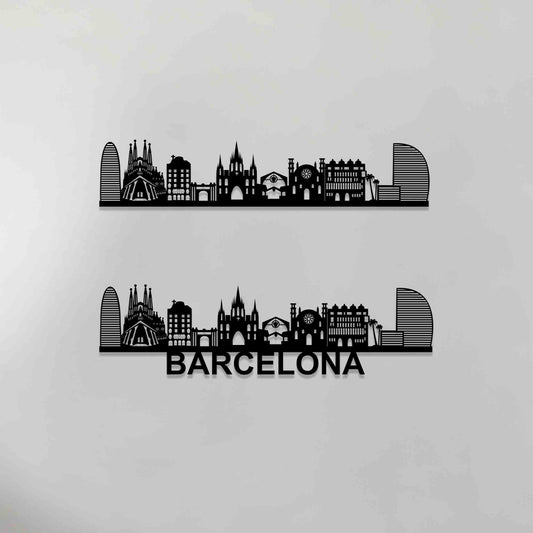 Barcelona Skyline Wood Wall Art - Barcelona Gift - Skyline Art - Wood Wall Art