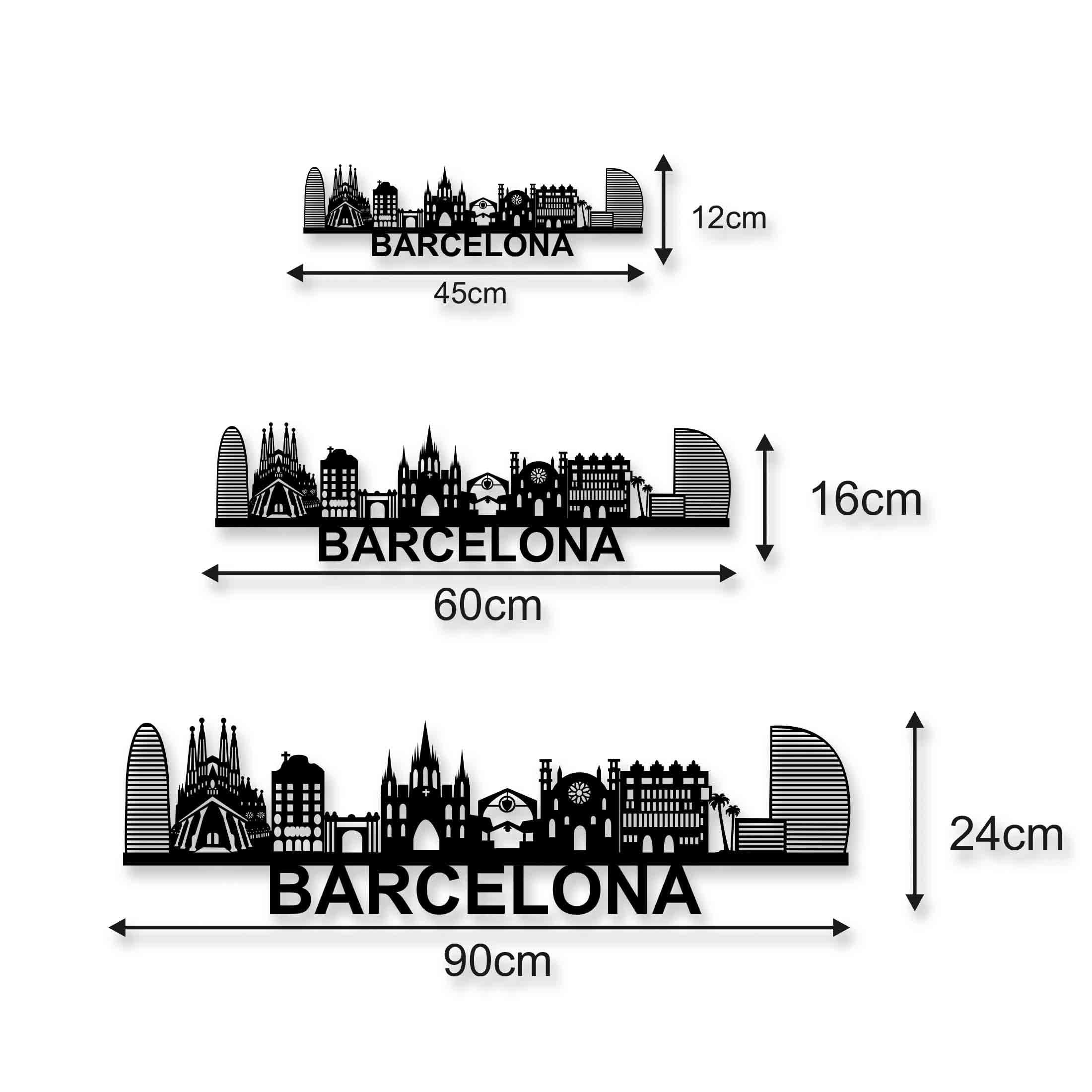 Barcelona Skyline Wood Wall Art - Barcelona Gift - Skyline Art - Wood Wall Art