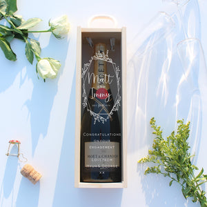 Personalised Engagement Bottle Box Customised Engagement Gift Present Personalised Engagement Champagne Wooden Wedding Bottle Box Gifts