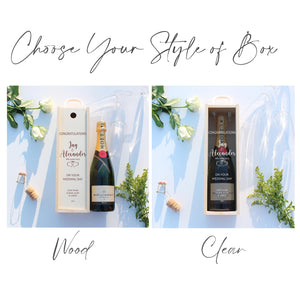 Personalised Wedding Day Bottle Box Customised Engagement Gift Present Personalised Engagement Champagne Wooden Wedding Bottle Box Gifts