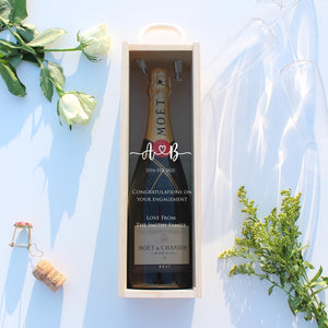 Personalised Engagement Bottle Box Customised Engagement Gift Present Personalised Engagement Champagne Wooden Wedding Bottle Box Gifts