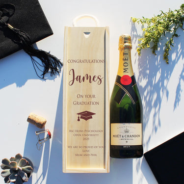 Personalised Graduation Bottle Gift Box Customised Engagement Gift Present Personalised Engagement Champagne Wooden Wedding Bottle Box Gifts