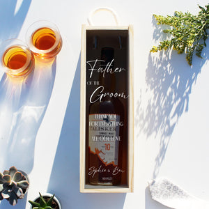 Father of the Bride - Father of the Groom - Personalised Wedding Day Wooden Gift Bottle Box