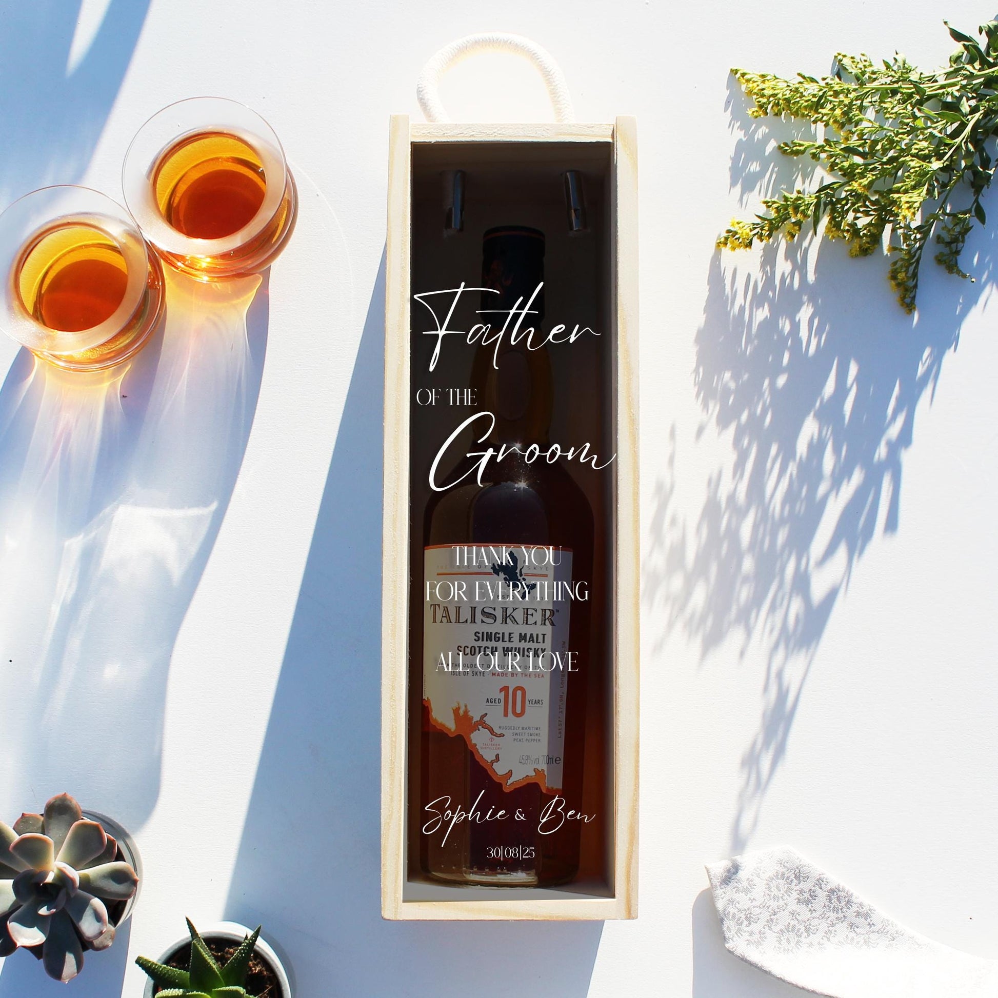 Father of the Bride - Father of the Groom- Personalised Wedding Day Gift Bottle Box - Wood or Clear