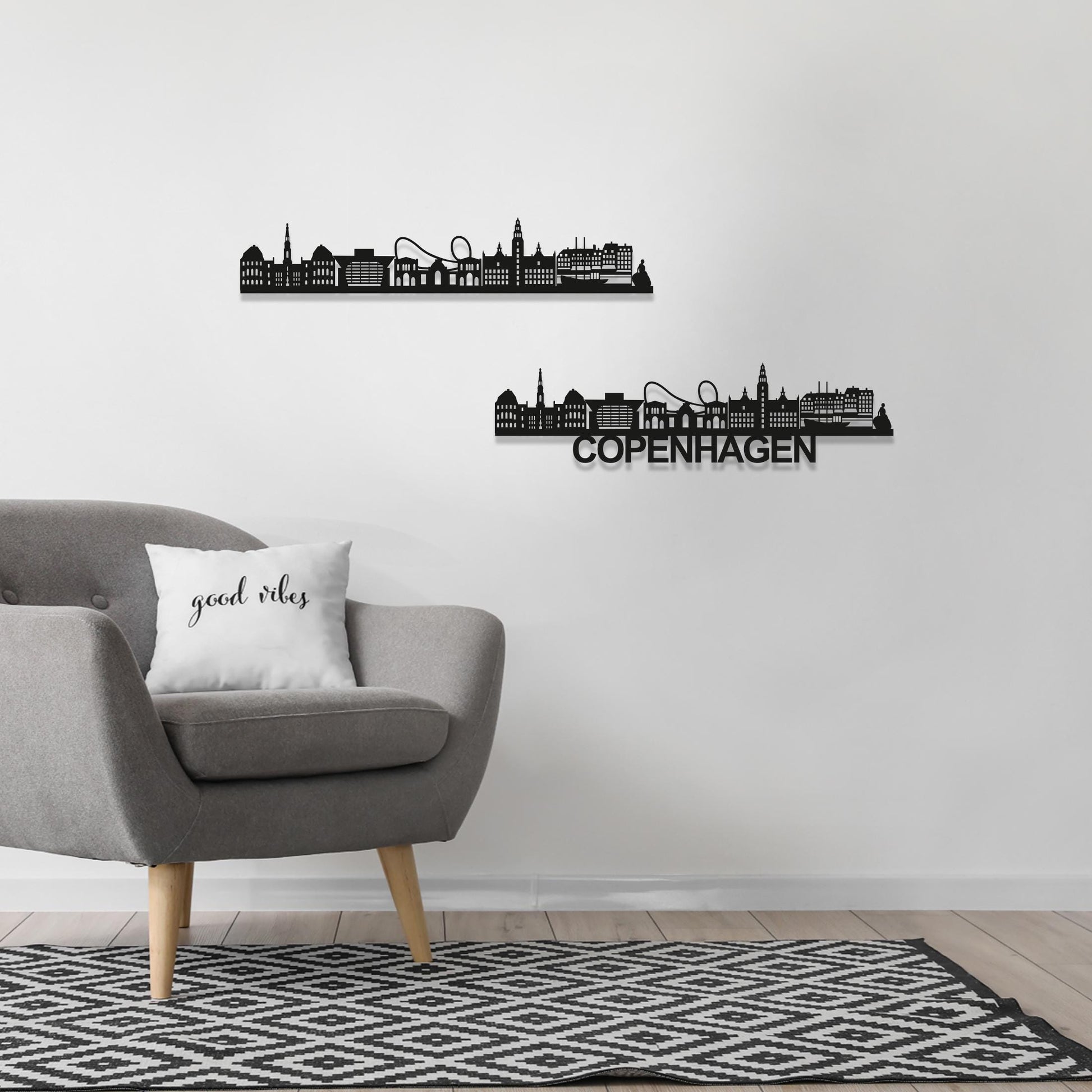 Copenhagen Skyline Wood Wall Art - Copenhagen Gift - Skyline Art - Wood Wall Art