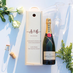 Personalised Engagement Bottle Box Customised Engagement Gift Present Personalised Engagement Champagne Wooden Wedding Bottle Box Gifts