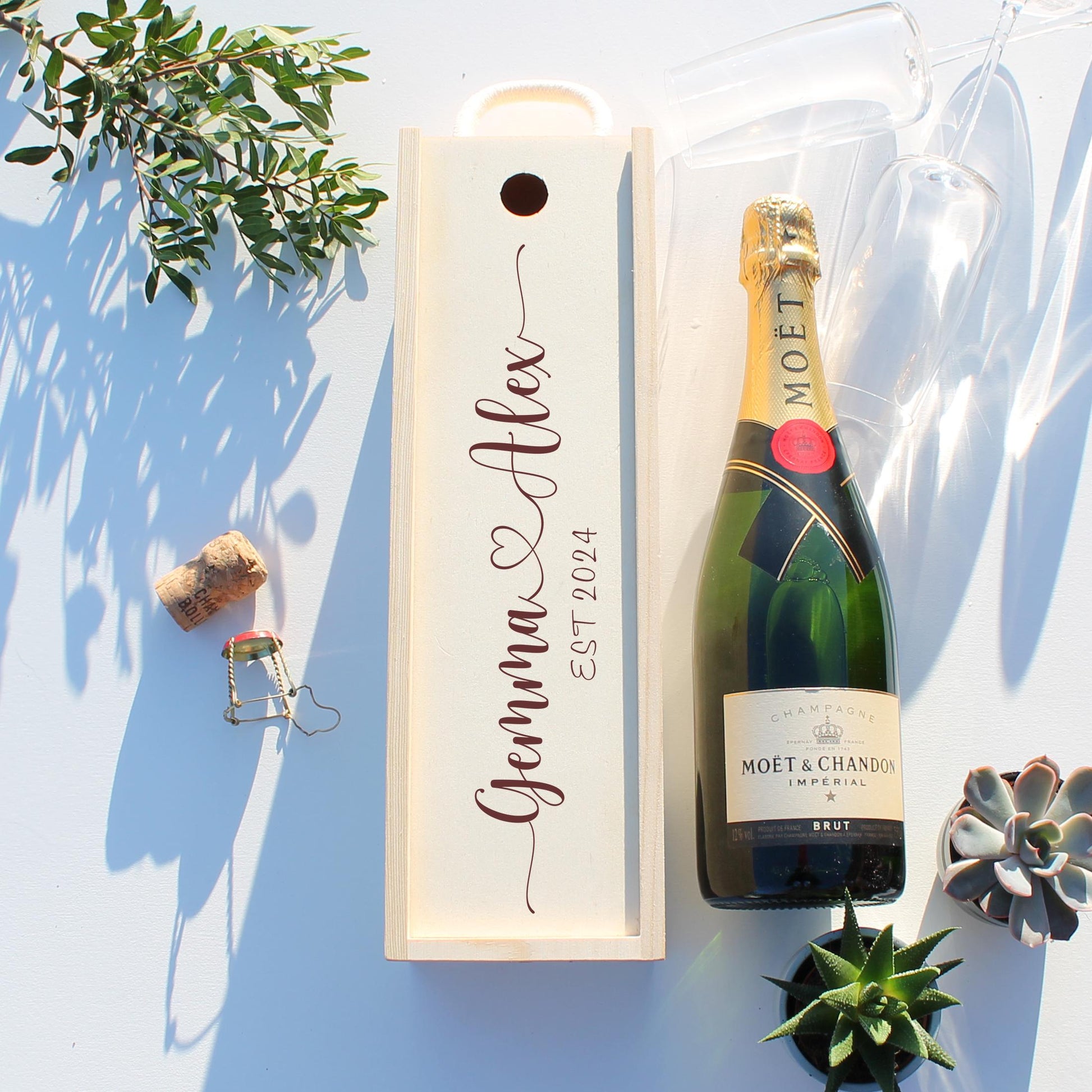 Personalised Engagement Bottle Box Customised Engagement Gift Present Personalised Engagement Champagne Wooden Wedding Bottle Box Gifts