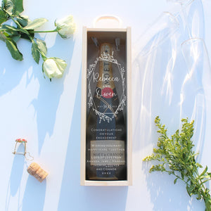 Personalised Engagement Bottle Box Customised Engagement Gift Present Personalised Engagement Champagne Wooden Wedding Bottle Box Gifts