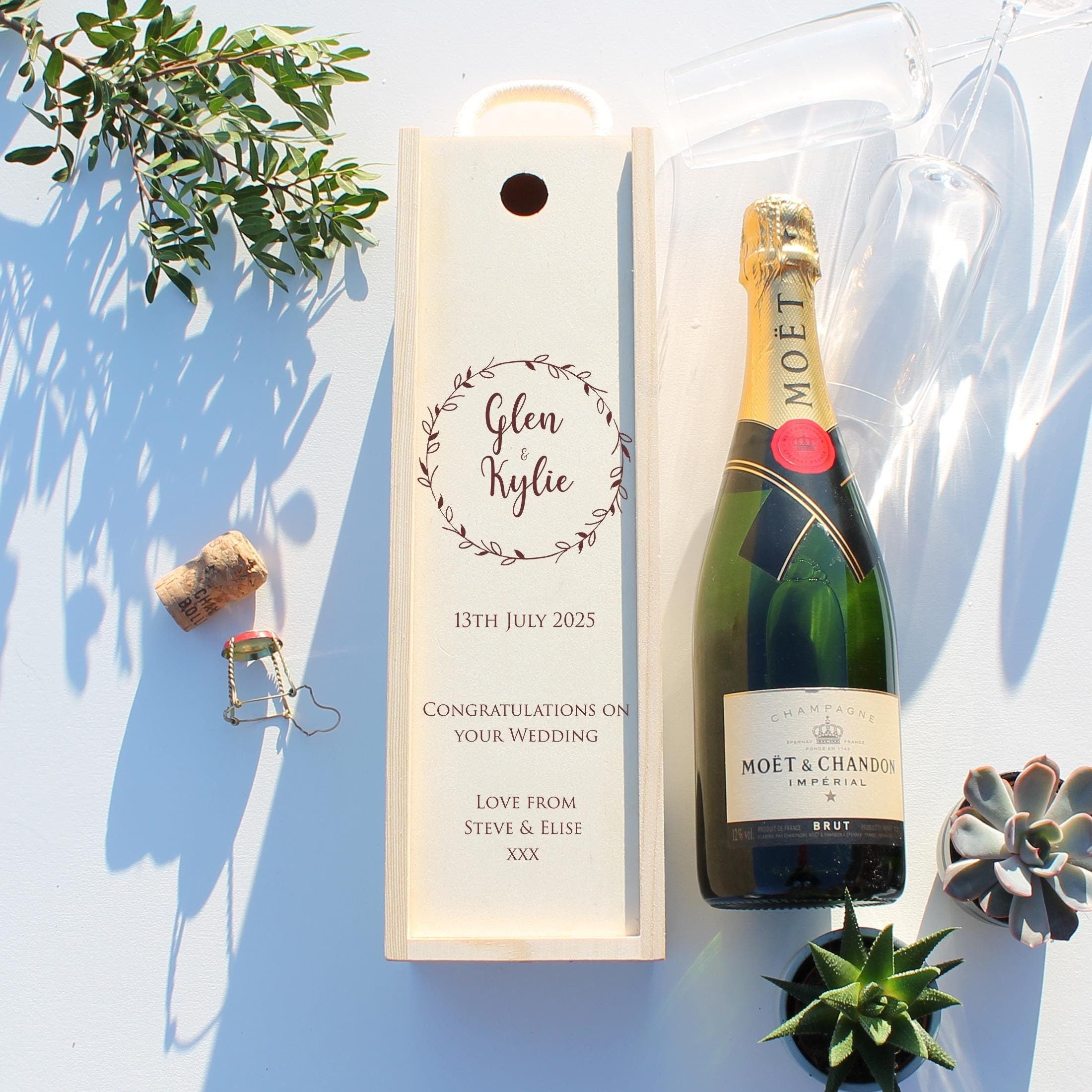 Personalised Engagement Bottle Box Customised Engagement Gift Present Personalised Engagement Champagne Wooden Wedding Bottle Box Gifts