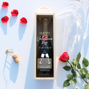 Personalised Valentines Bottle Box Customised Valentines Couples Gift Present Valentines Champagne Prosecco Wine Wooden Bottle Box Gifts