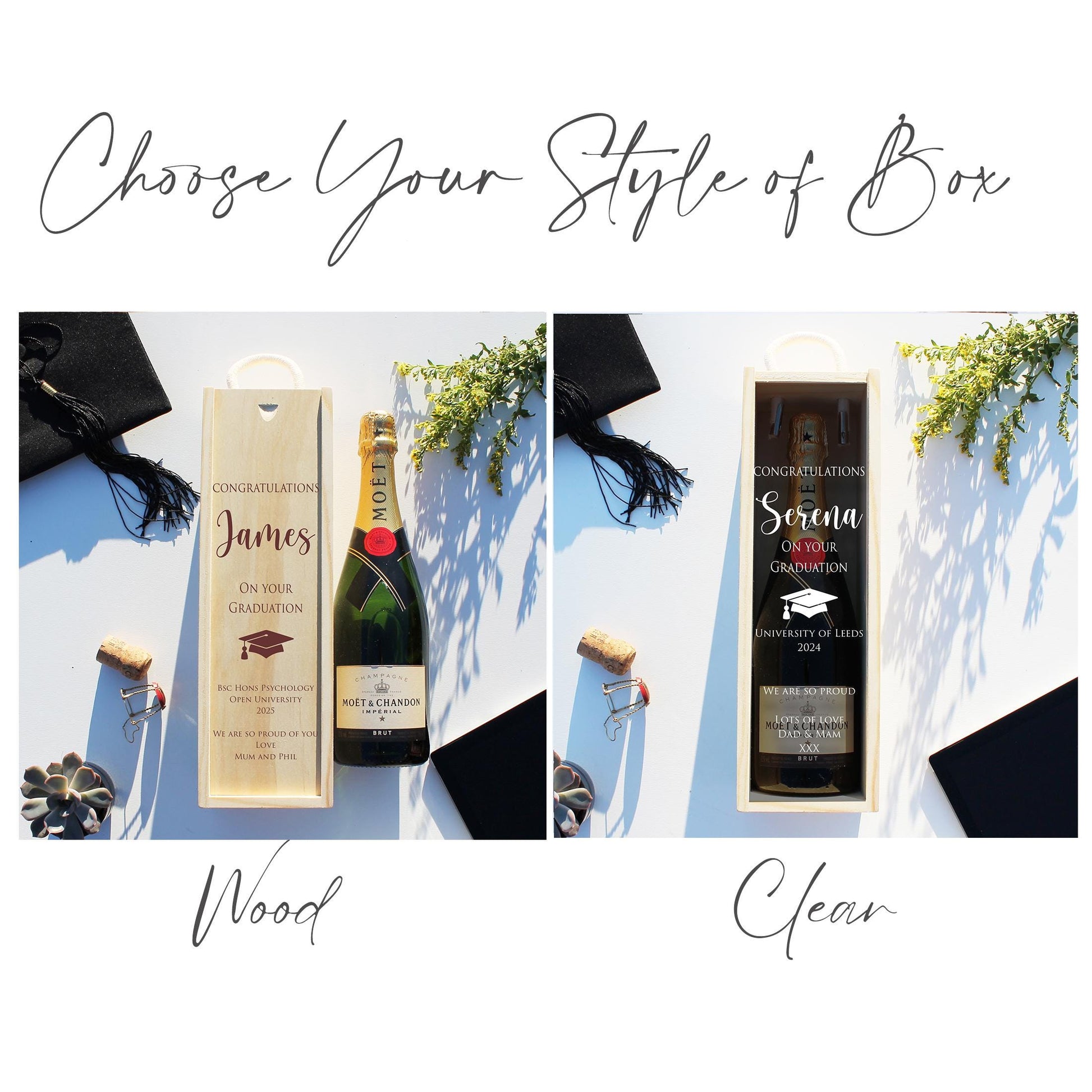 Personalised Graduation Bottle Gift Box Customised Engagement Gift Present Personalised Engagement Champagne Wooden Wedding Bottle Box Gifts