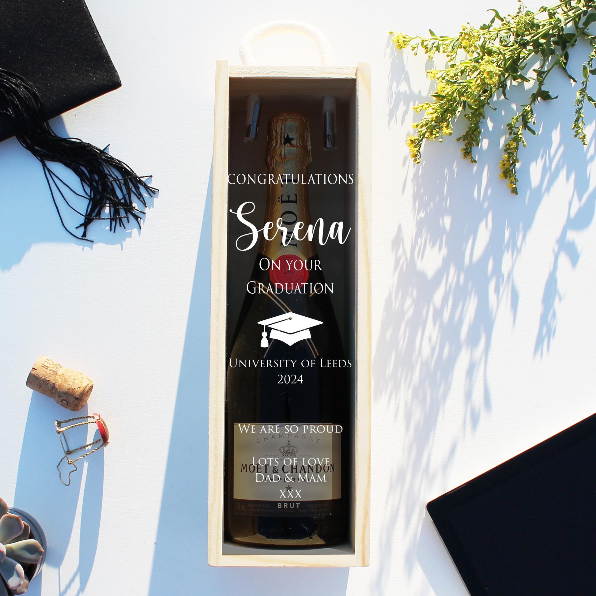 Personalised Graduation Bottle Gift Box Customised Engagement Gift Present Personalised Engagement Champagne Wooden Wedding Bottle Box Gifts