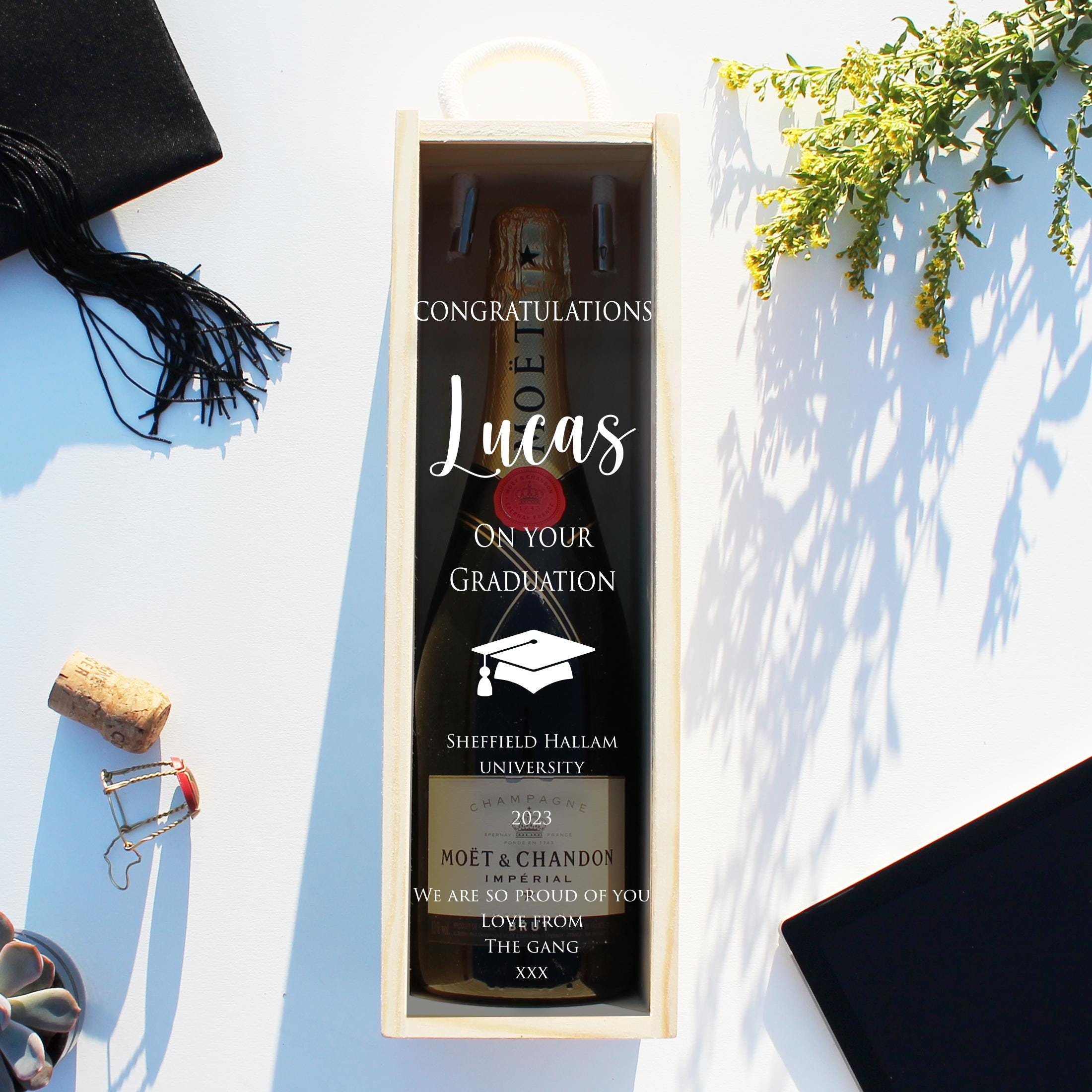 Personalised Graduation Bottle Gift Box Customised Engagement Gift Present Personalised Engagement Champagne Wooden Wedding Bottle Box Gifts