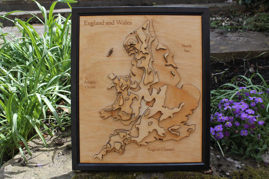 3D England and Wales Map - Wooden Topographical Map - England and Wales Map - Wooden map - Wall hanging