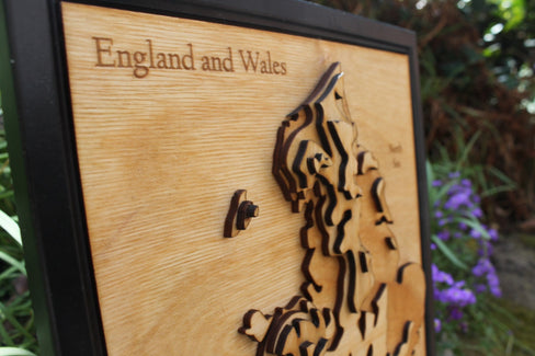 3D England and Wales Map - Wooden Topographical Map - England and Wales Map - Wooden map - Wall hanging