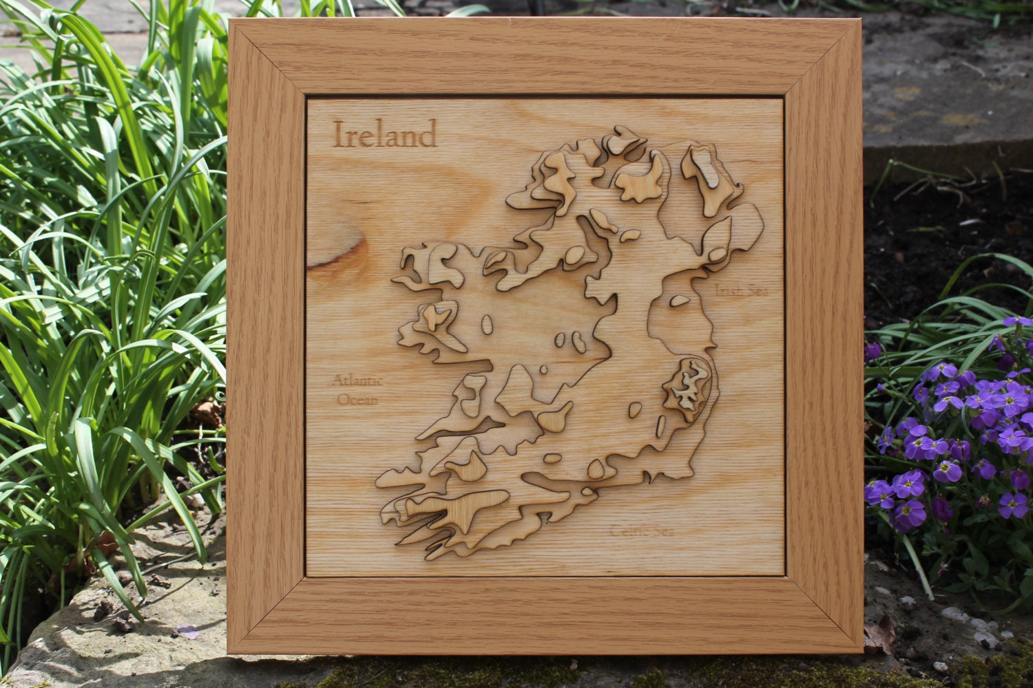 3D Ireland Map - Wooden Topographical Map - Ireland Map - Wooden map