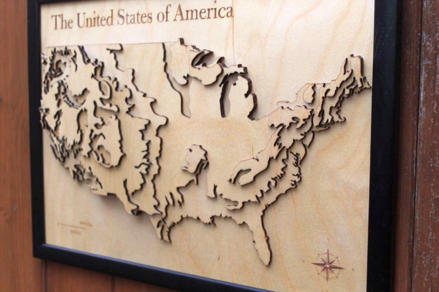 3D USA Map - Wooden Topographical Map - United States of America Map - Wooden map