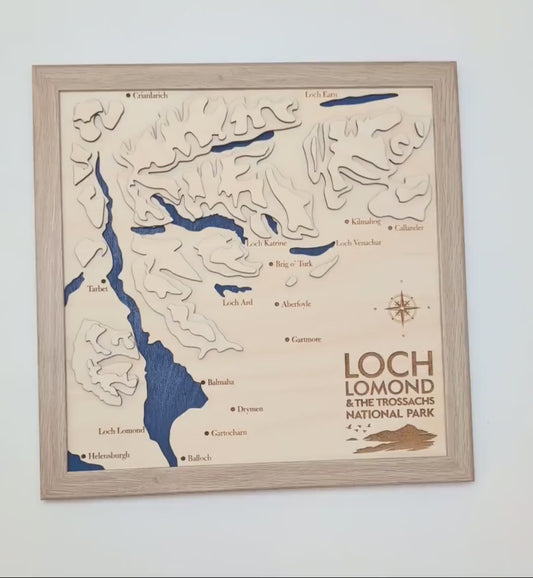 3D Loch Lomond and the Trossachs Map - Wooden Topographical Map