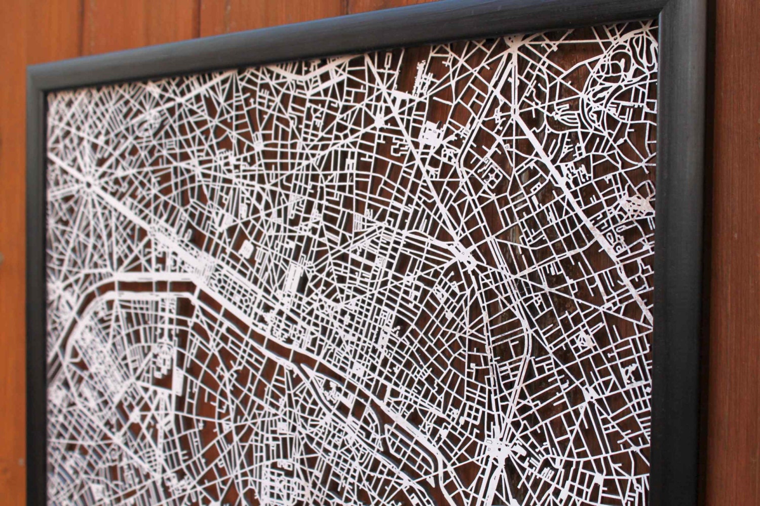 Paris Wood Map Laser Cut Street Maps Wooden Map