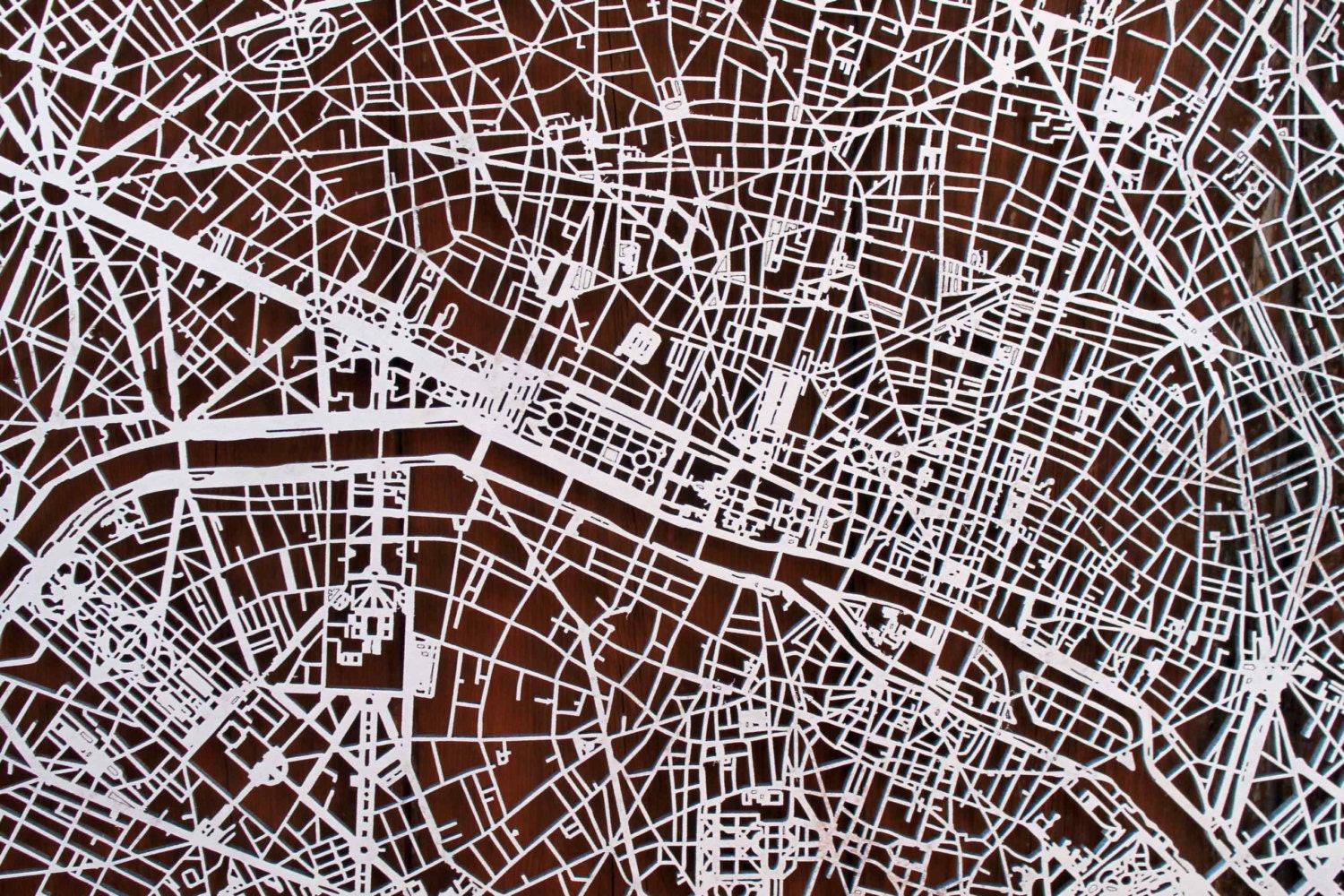 Paris Wood Map Laser Cut Street Maps Wooden Map