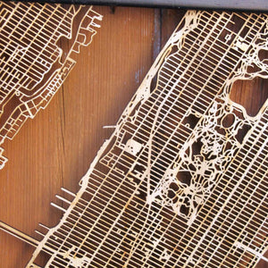 New York Manhattan Wood Map Laser Cut Street Map