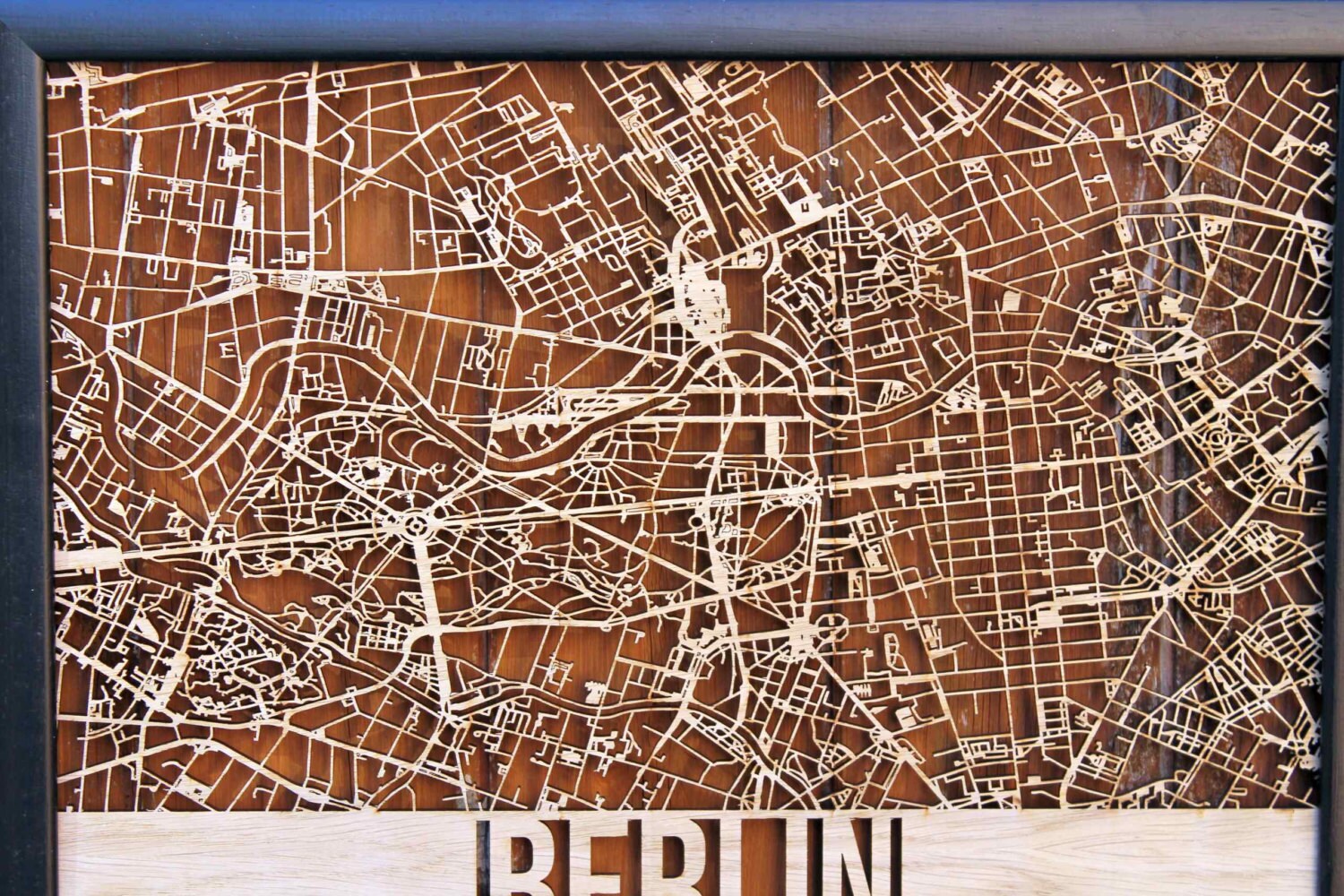 Berlin Wood Map Laser Cut Street Maps Wooden Map