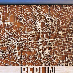 Berlin Wood Map Laser Cut Street Maps Wooden Map