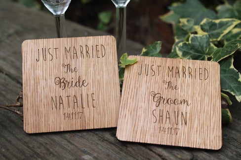 Wedding Coasters - Personalised Wedding Couples Gift Groomsmen Bridal