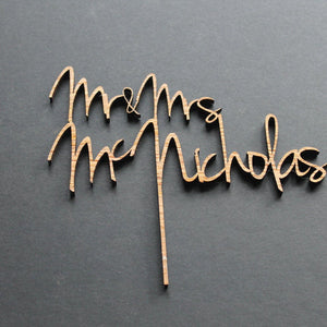Cake Topper Wedding Surname - Mr and Mrs