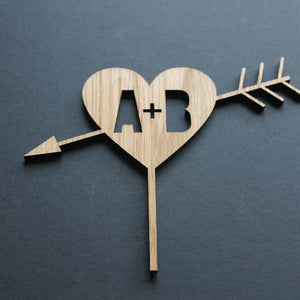 Cake Topper Wedding Love Heart with Initials