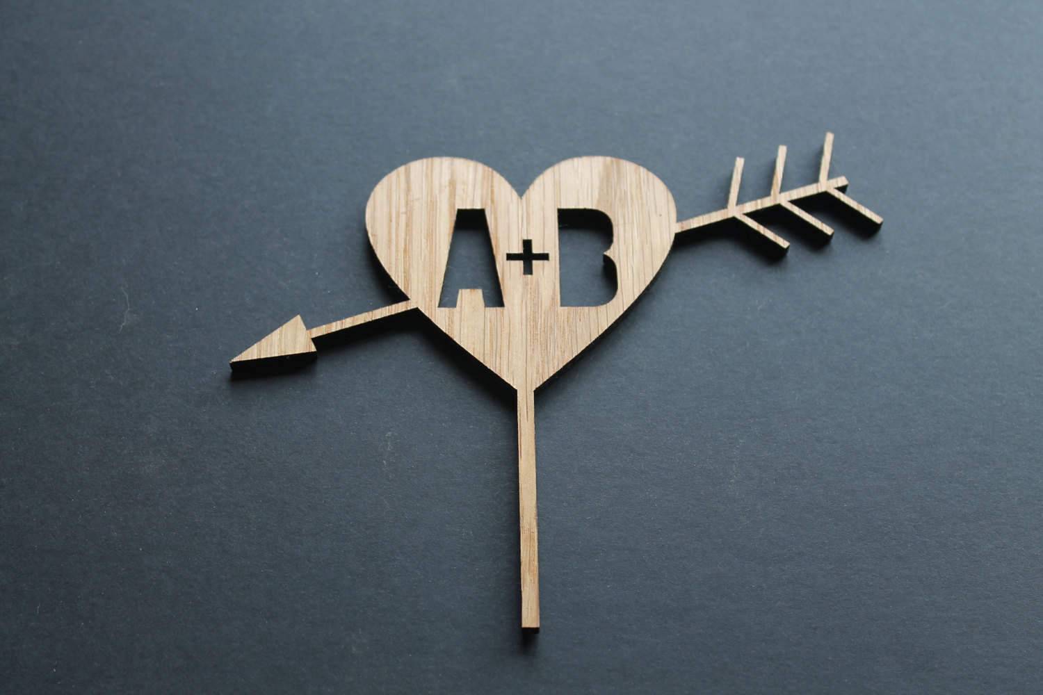 Cake Topper Wedding Love Heart with Initials