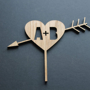 Cake Topper Wedding Love Heart with Initials