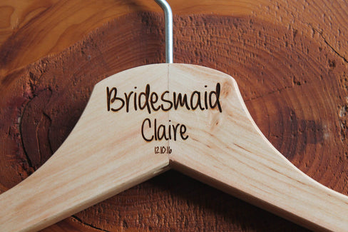 Personalised Bridal Wedding Hanger in Wood or White - Hanger Engraved Wedding Gift Bride, Bridesmaids and more