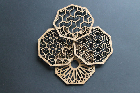 Geometric Delights Laser Cut Coasters Set of 4