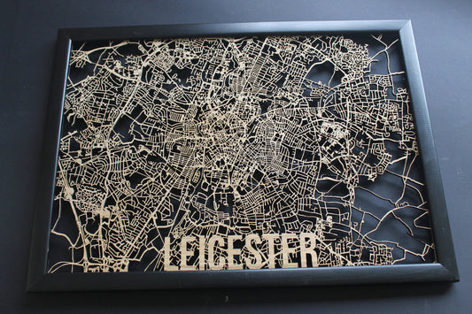 Leicester Wood Map Laser Cut Street Maps Wooden Map