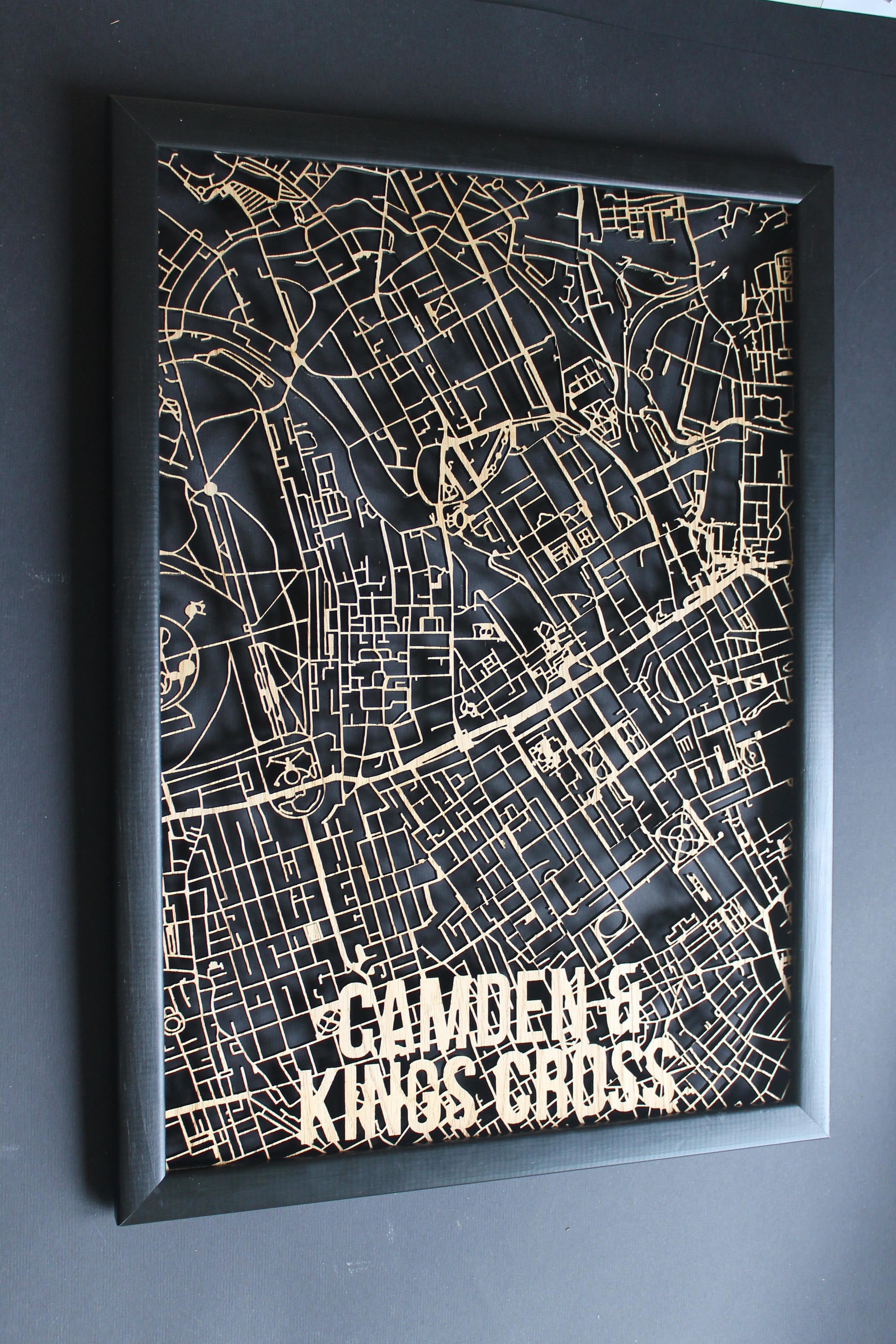 Camden & Kings Cross Wood Map Laser Cut Street Maps Wooden Map