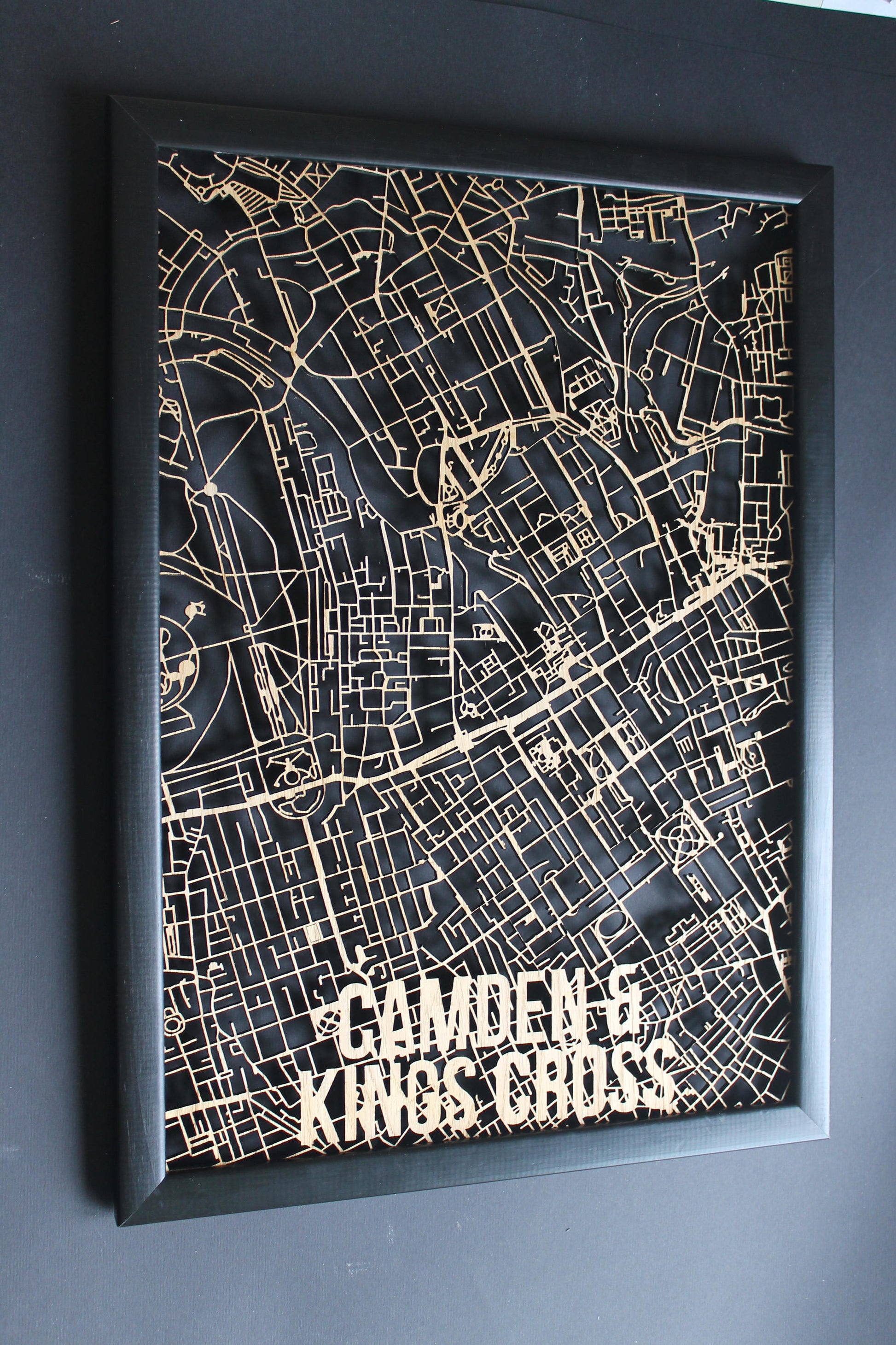 Camden & Kings Cross Wood Map Laser Cut Street Maps Wooden Map