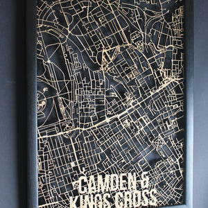 Camden & Kings Cross Wood Map Laser Cut Street Maps Wooden Map