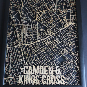 Camden & Kings Cross Wood Map Laser Cut Street Maps Wooden Map