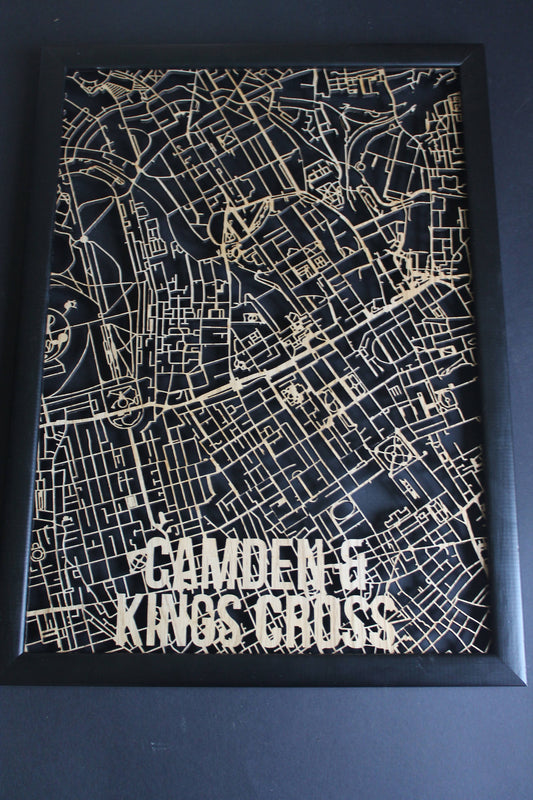 Camden & Kings Cross Wood Map Laser Cut Street Maps Wooden Map