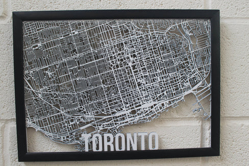 Toronto Canada Laser Cut Street Maps Wooden Map