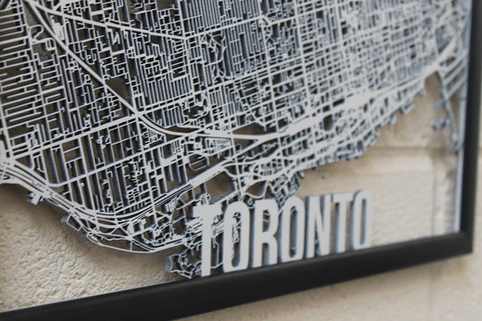 Toronto Canada Laser Cut Street Maps Wooden Map