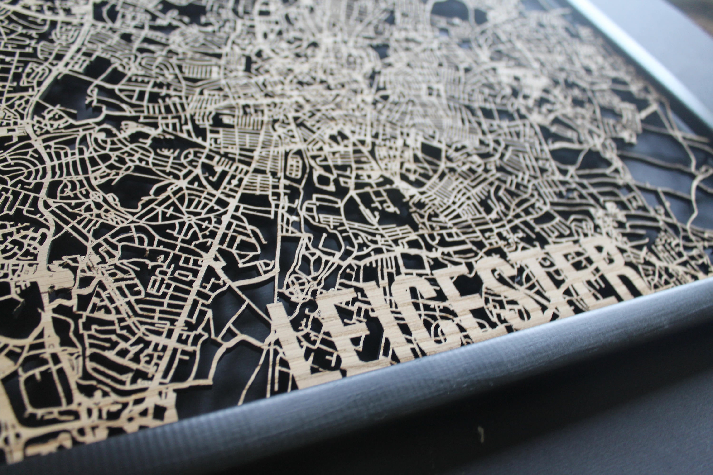 Leicester Wood Map Laser Cut Street Maps Wooden Map