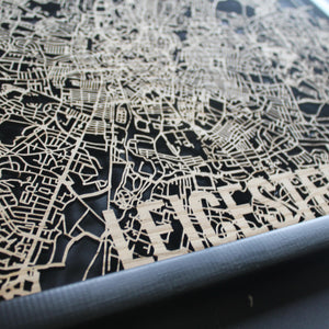Leicester Wood Map Laser Cut Street Maps Wooden Map